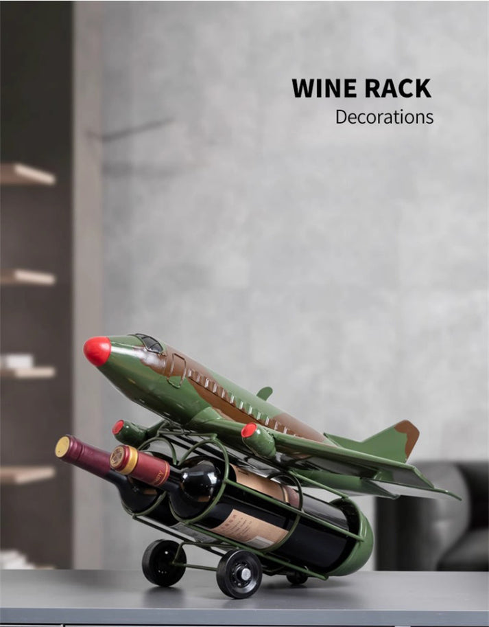Classic Fighter Jet Model Iron Wine Rack - Vintage Aviation Decor ...