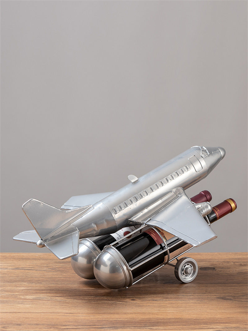 Classic Fighter Jet Model Iron Wine Rack - Vintage Aviation Decor ...
