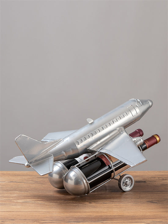 Classic Fighter Jet Model Iron Wine Rack - Vintage Aviation Decor ...