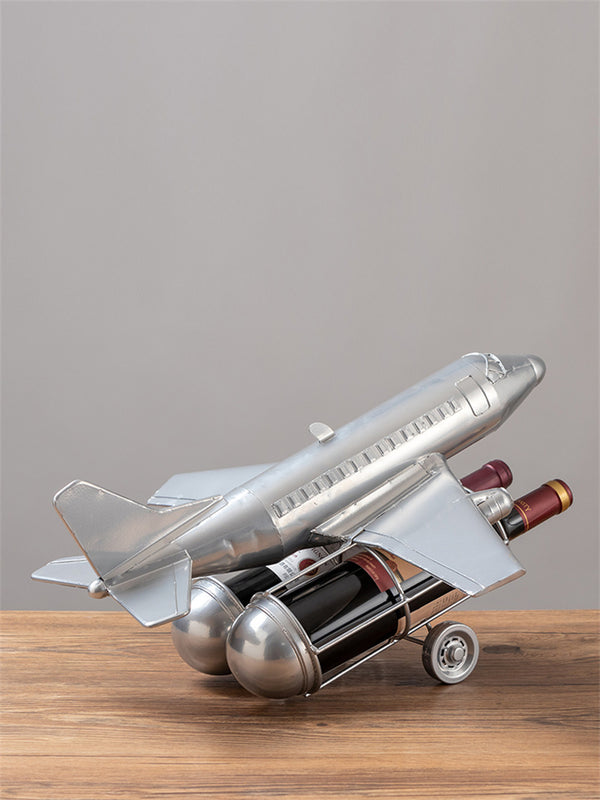 Classic Fighter Jet Model Iron Wine Rack - Vintage Aviation Decor ...