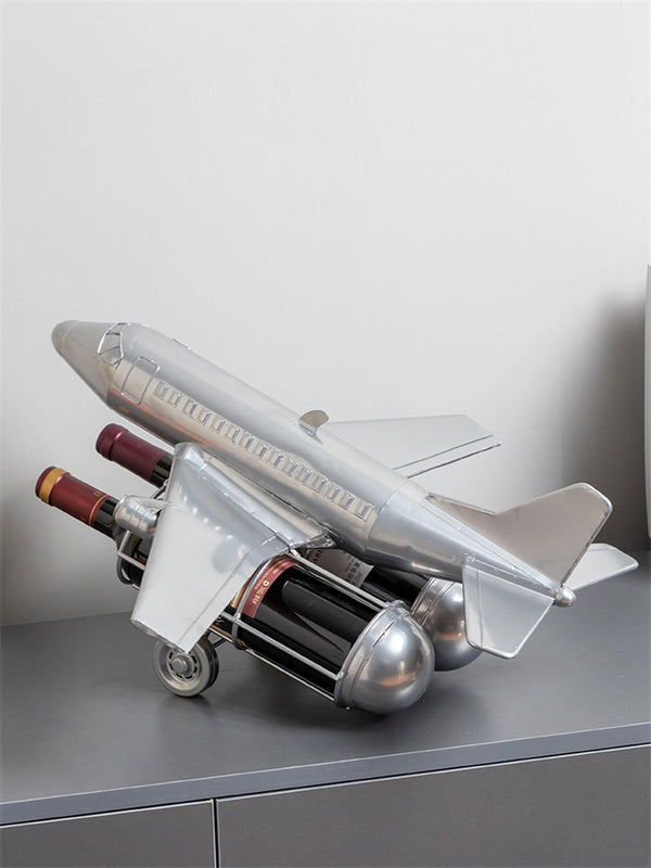 Classic Fighter Jet Model Iron Wine Rack - Vintage Aviation Decor ...