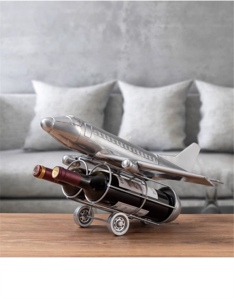 Classic Fighter Jet Model Iron Wine Rack - Vintage Aviation Decor ...
