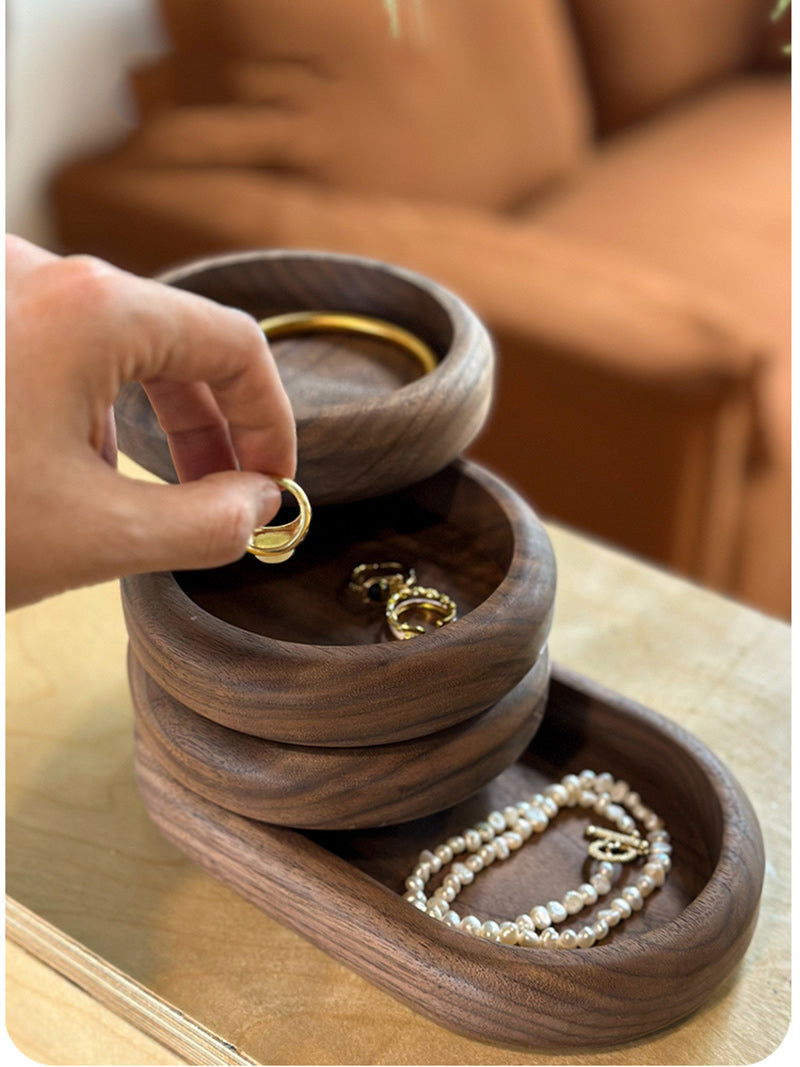 Classic Multi-Layer Rotating Jewelry Box - Walnut & Maple Wood Organizer