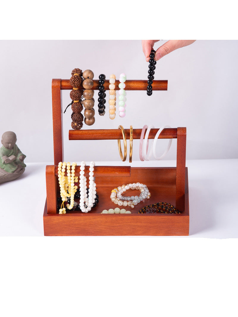 Classic Wooden Desktop Storage Holder, Jewelry Stand