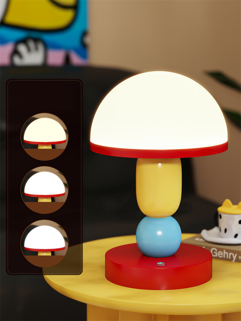Colorful Mushroom - Shaped Table Lamp, Adjustable Brightness Night Light for Kids and Bedroom Decor
