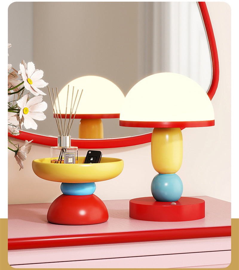 Colorful Mushroom - Shaped Table Lamp, Adjustable Brightness Night Light for Kids and Bedroom Decor