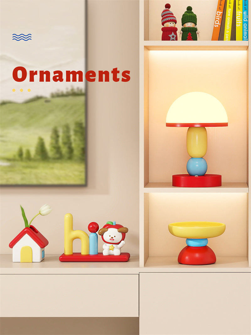 Colorful Mushroom - Shaped Table Lamp, Adjustable Brightness Night Light for Kids and Bedroom Decor