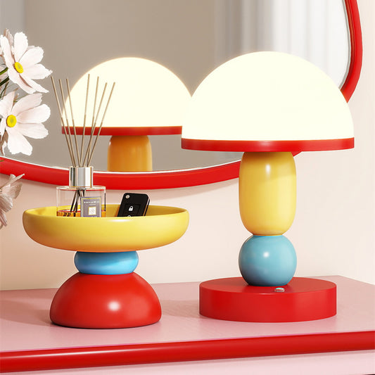 Colorful Mushroom - Shaped Table Lamp, Adjustable Brightness Night Light for Kids and Bedroom Decor