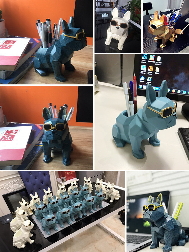 Cool Bulldog Sunglasses Pen Holder: Stylish Desk Organizer