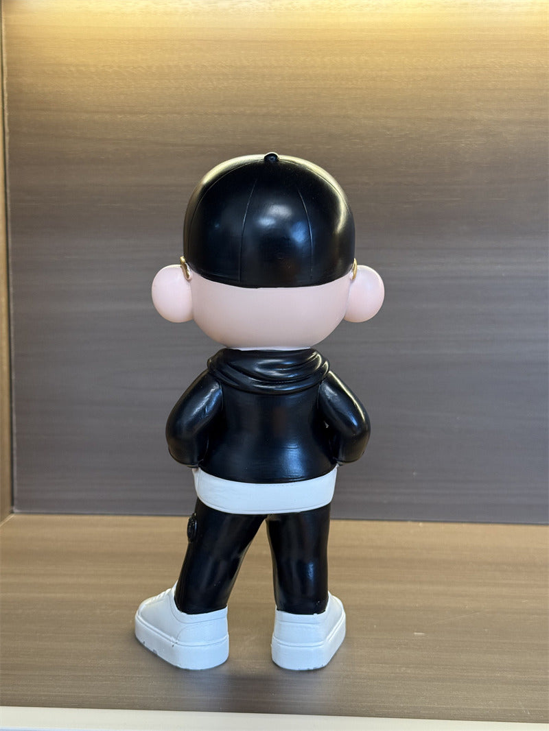 Cool Streetwear Boy Figurine - Resin Statue with Sunglasses & Cap, for Home Office Decor Gift