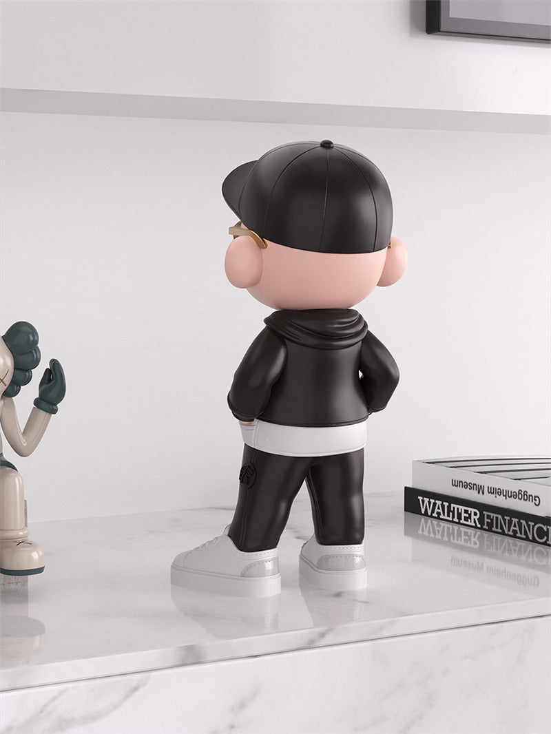 Cool Streetwear Boy Figurine - Resin Statue with Sunglasses & Cap, for Home Office Decor Gift