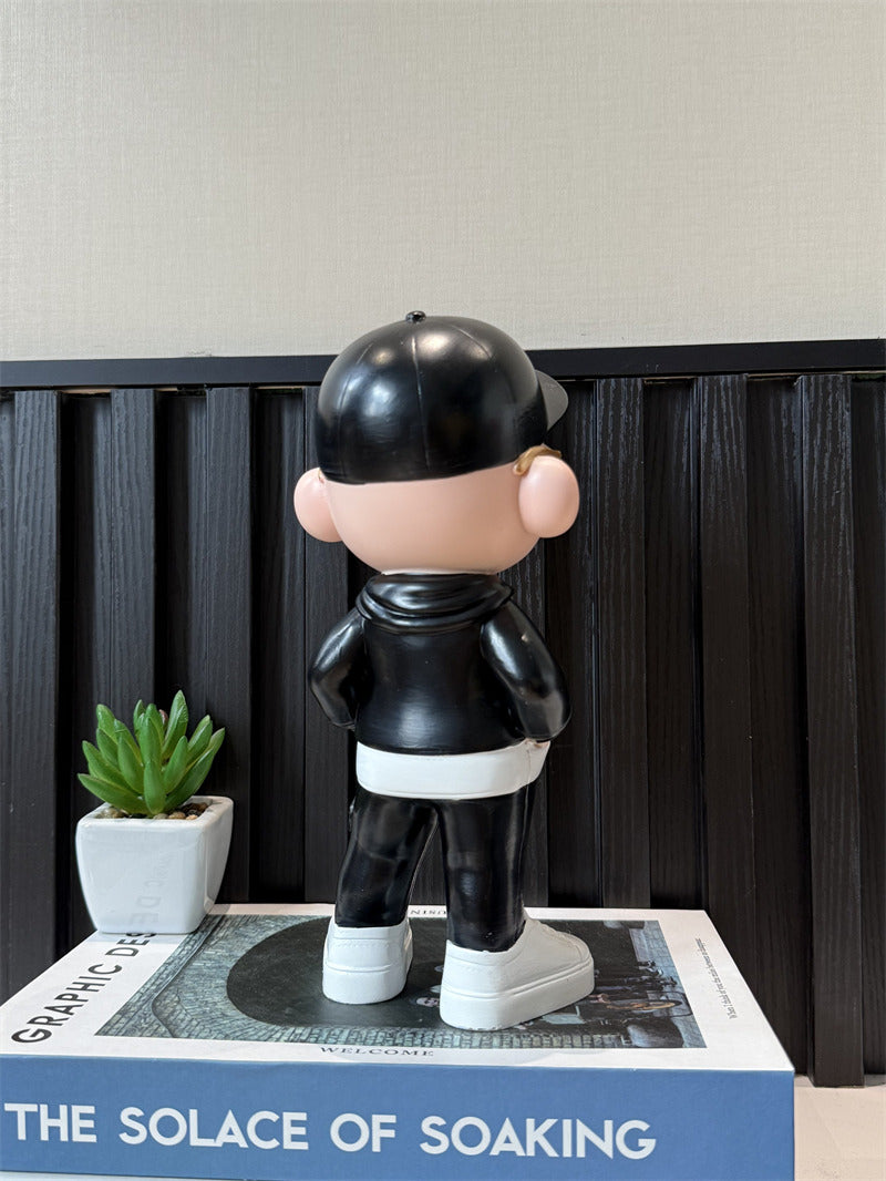 Cool Streetwear Boy Figurine - Resin Statue with Sunglasses & Cap, for Home Office Decor Gift