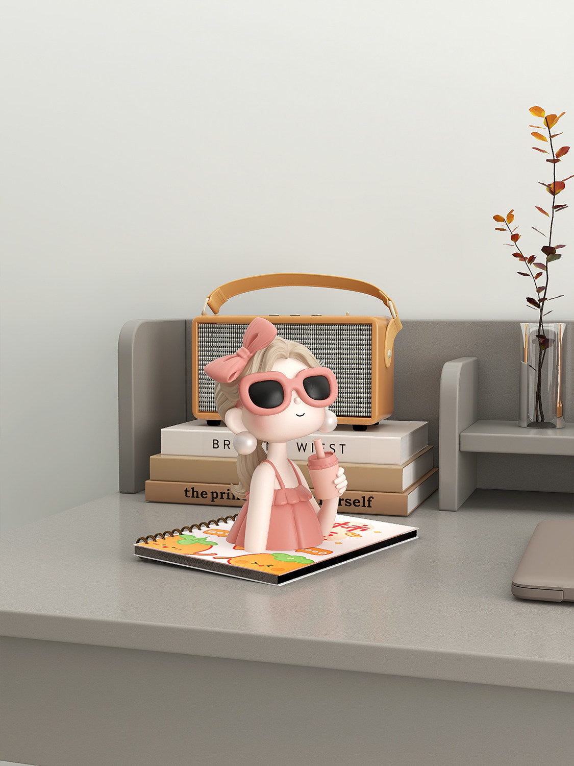 Cool Sunglasses Girl Resin Figurine, Fashion Bow Lady Tabletop Statue,  Desk Home Decor Ornament, Chic Birthday Housewarming Gift for Women