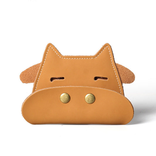 Cow Leather Wallet, Cute Bovine Design Mini Card & Cash Holder