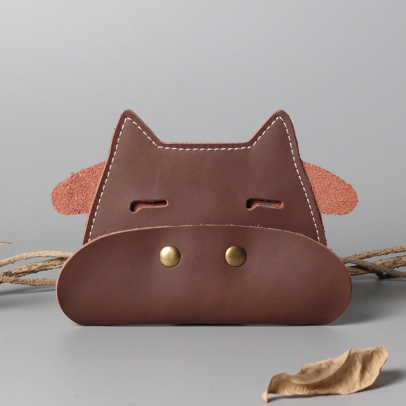 Cow Leather Wallet, Cute Bovine Design Mini Card & Cash Holder