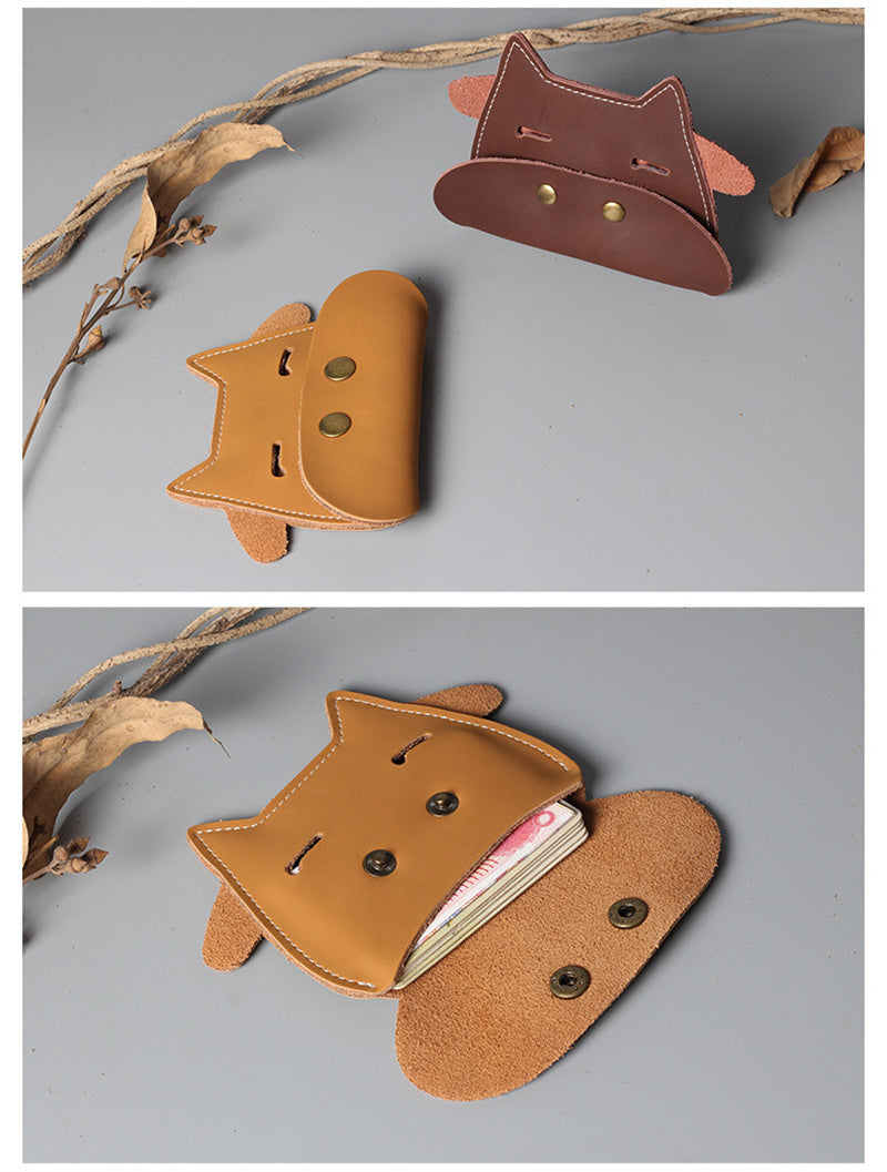 Cow Leather Wallet, Cute Bovine Design Mini Card & Cash Holder