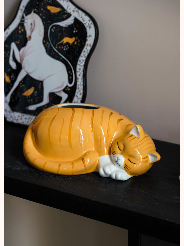 Cozy Cat Nap Tissue Box - Fun Home Office Decoration