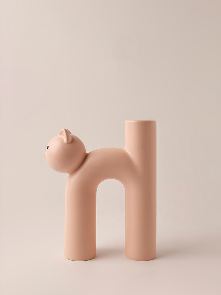 Creative Abstract Cat Ceramic Vase, Home Office Art Desktop Decoration