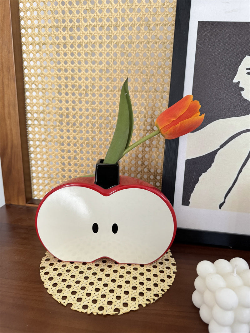 Creative apple ceramic vase, a good idea for office and home desktop decoration