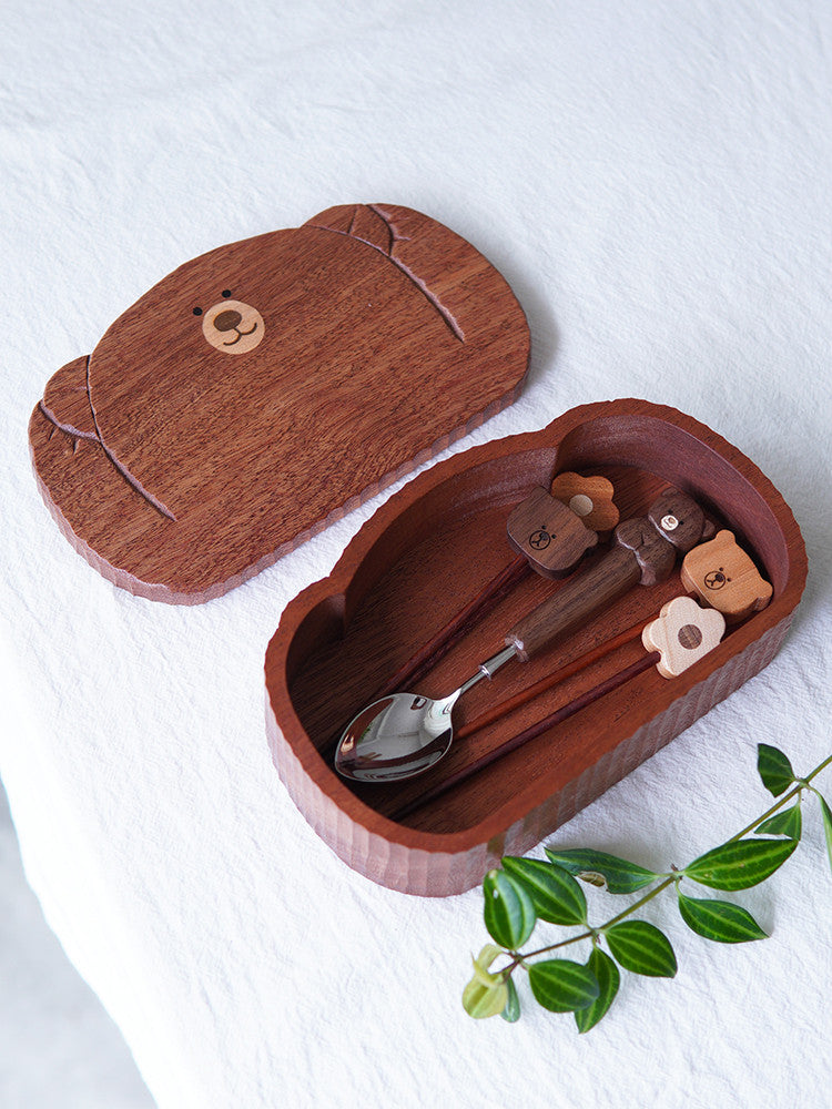 Creative Bear Wooden Jewelry Box, Small Items Storage Box – More Angle