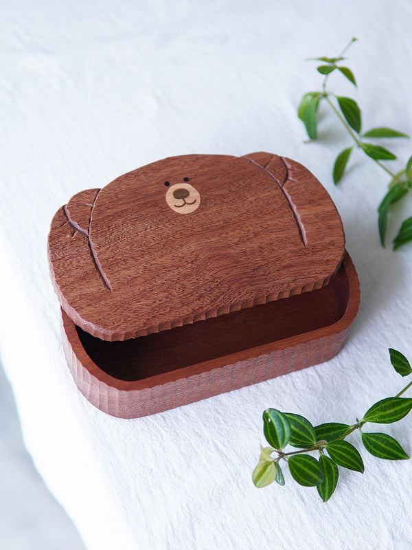 Creative Bear Wooden Jewelry Box, Small Items Storage Box – More Angle