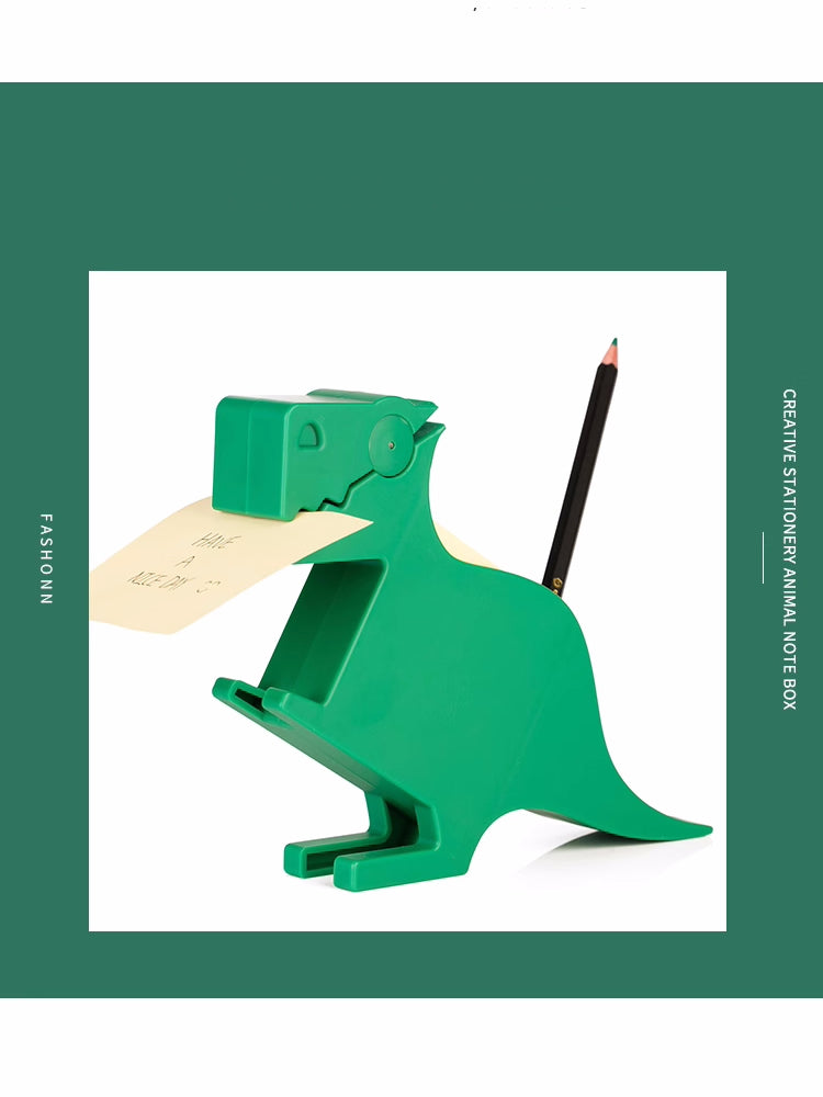 Creative Green Little Dinosaur Note Holder, Office Desktop Decoration
