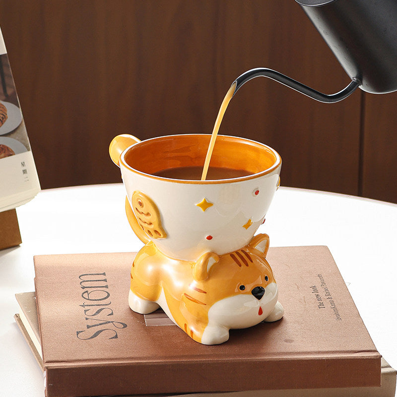 Cute 3D Orange Tabby Cat Ceramic Coffee Cup, Whimsical Cat‑Shaped Tea Milk Mug, Fun Kitchen Decor & Unique Gift