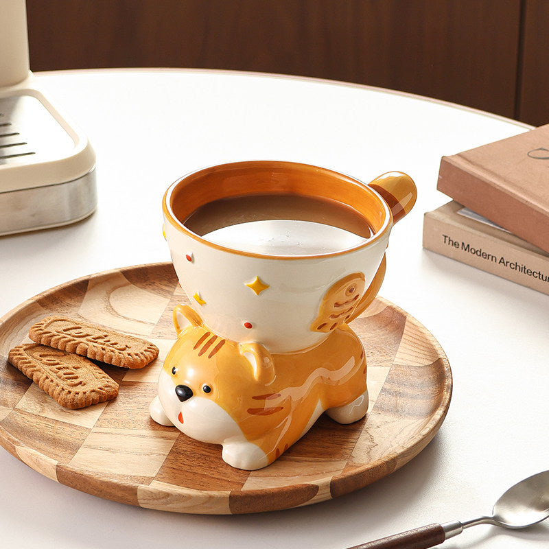 Cute 3D Orange Tabby Cat Ceramic Coffee Cup, Whimsical Cat‑Shaped Tea Milk Mug, Fun Kitchen Decor & Unique Gift