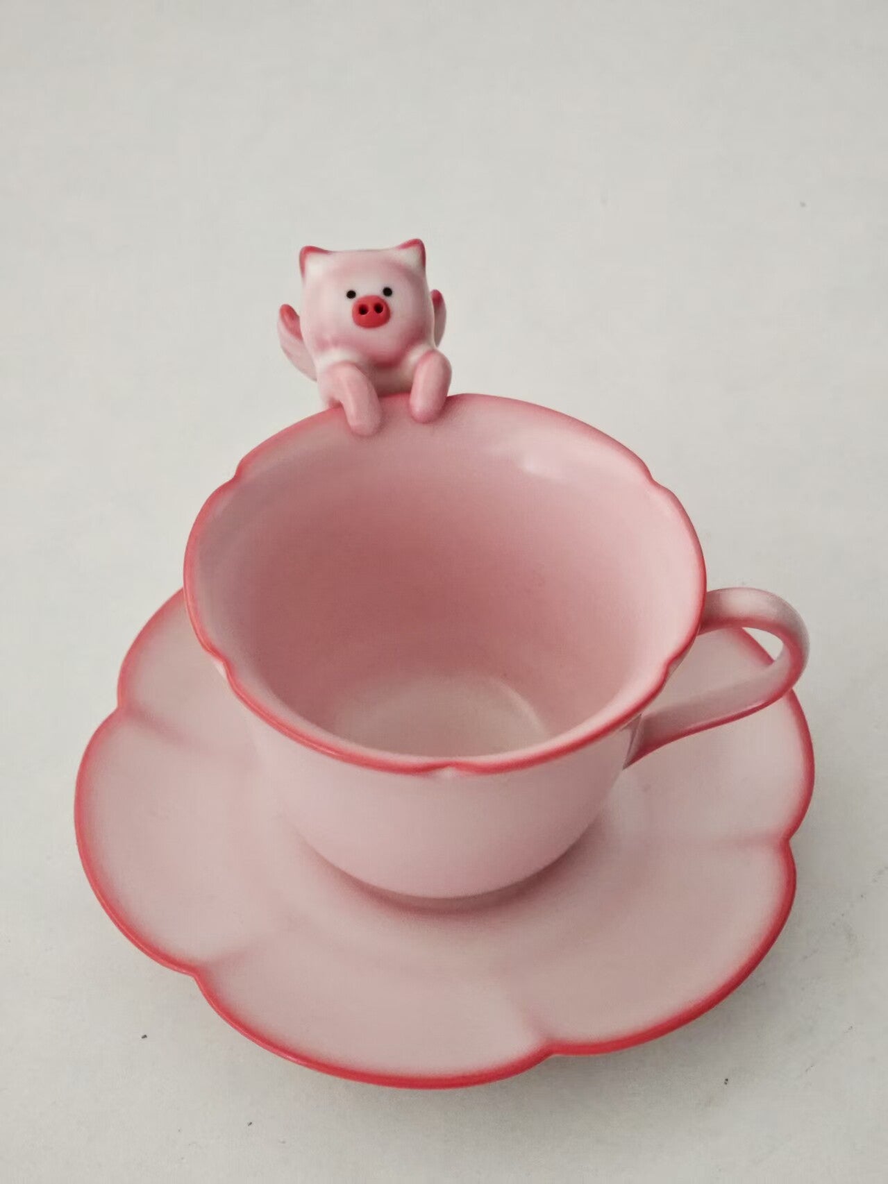 Cute 3D Pig Ceramic Coffee Cup - Pink Tea Cup with Saucer for Home Office Decor Gift