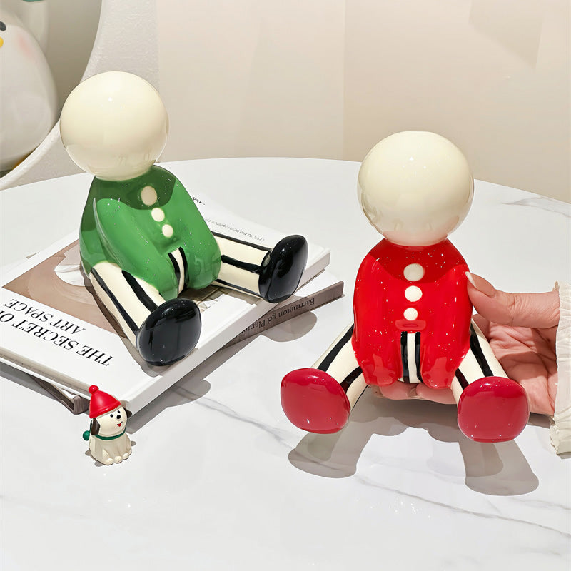 Cute Abstract Sitting Little Man Resin Phone Stand, Cartoon Character Cell Phone Holder, Fun Desktop Decoration Small Ornaments