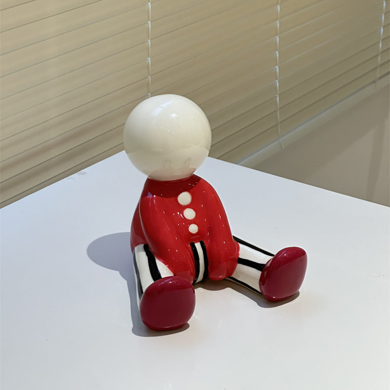 Cute Abstract Sitting Little Man Resin Phone Stand, Cartoon Character Cell Phone Holder, Fun Desktop Decoration Small Ornaments