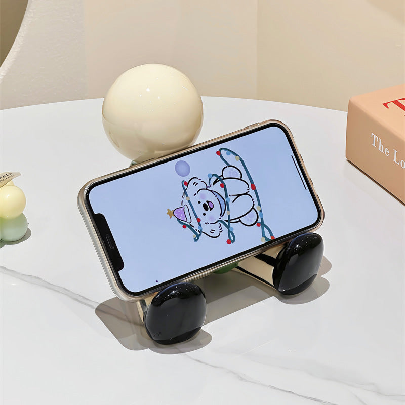Cute Abstract Sitting Little Man Resin Phone Stand, Cartoon Character Cell Phone Holder, Fun Desktop Decoration Small Ornaments