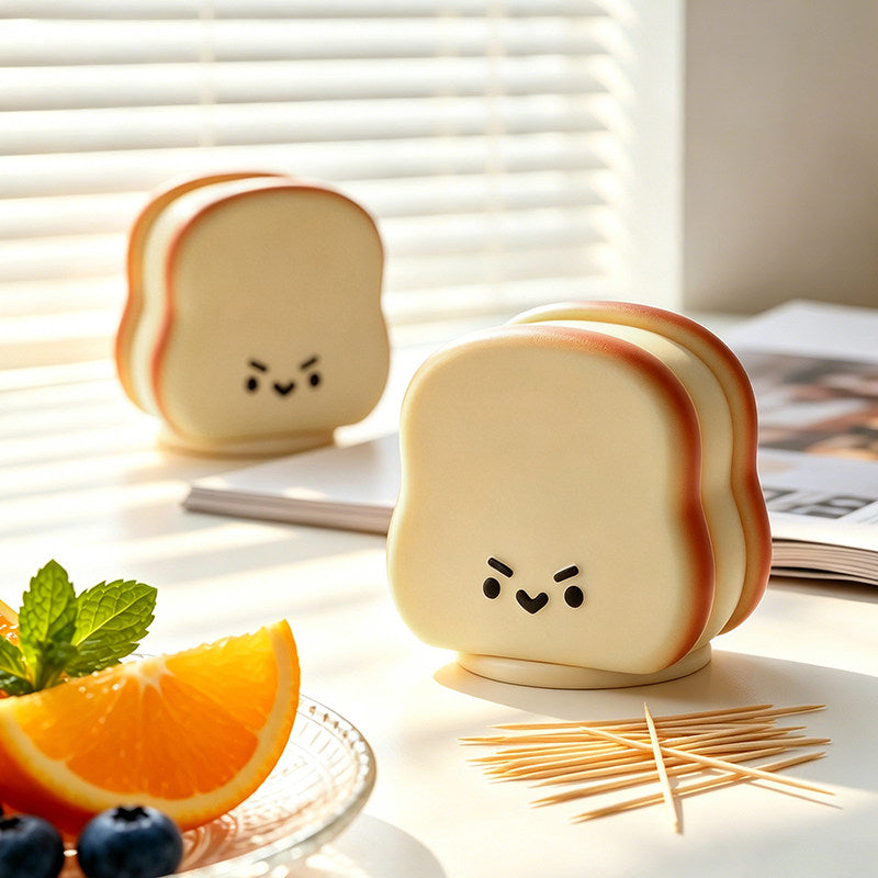 Cute Angry Toast Shape Toothpick Holder, Cartoon Bread Design Toothpick Dispenser, Kitchen Dining Table Decor Storage Jar, Novelty Small Housewarming Gift