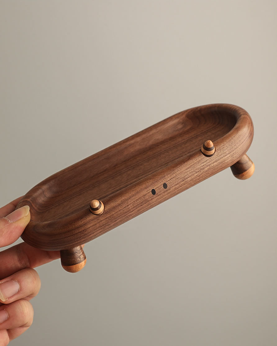 Cute Animal-Shaped Walnut Wood Catch-All Tray,Home Office Desktop Organization