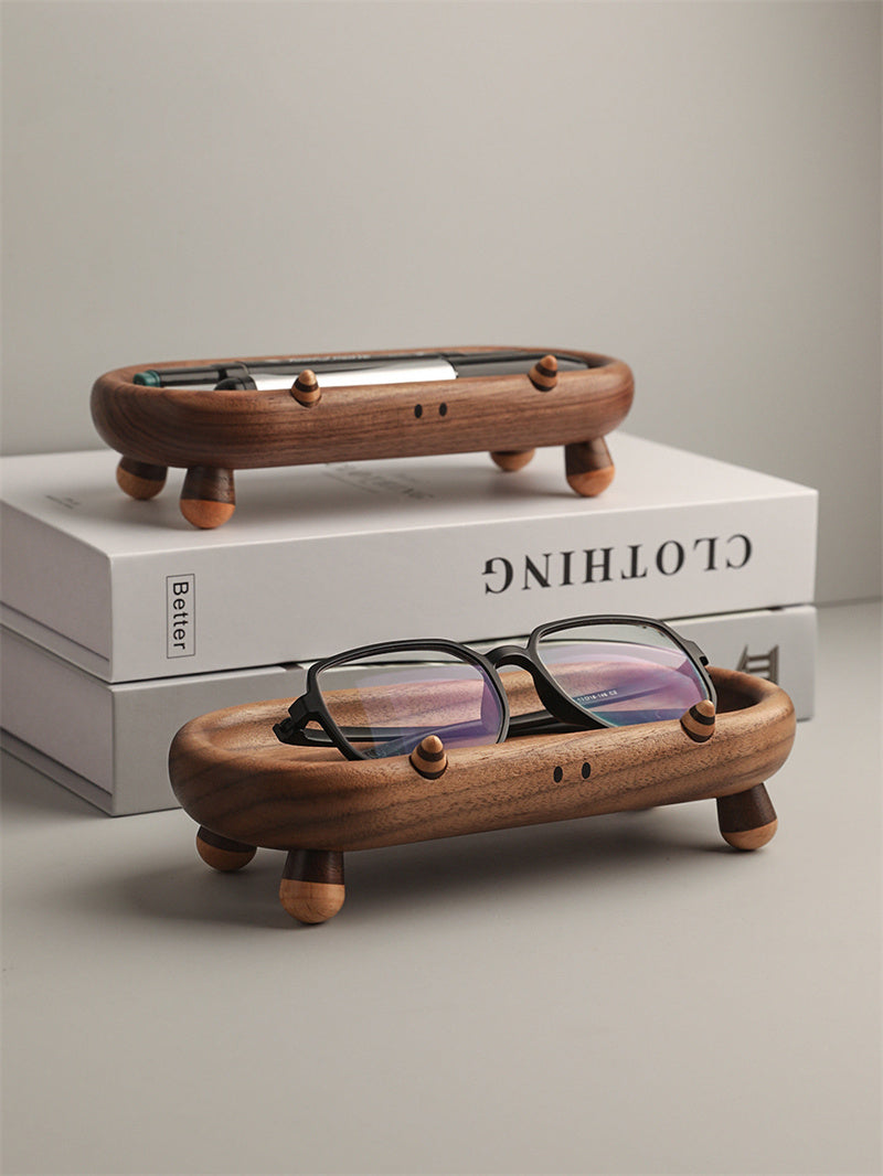 Cute Animal-Shaped Walnut Wood Catch-All Tray,Home Office Desktop Organization