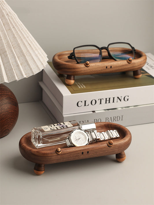 Cute Animal-Shaped Walnut Wood Catch-All Tray,Home Office Desktop Organization