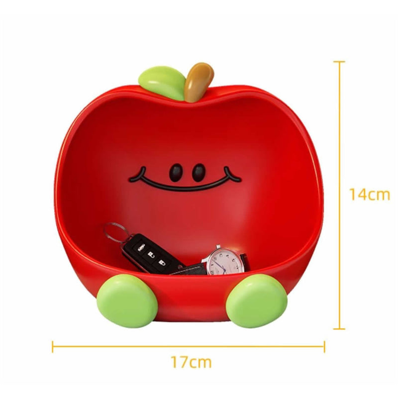 Cute Apple-Shaped Storage Tray - Cartoon Desktop Organizer for Keys, Cosmetics & Small Items