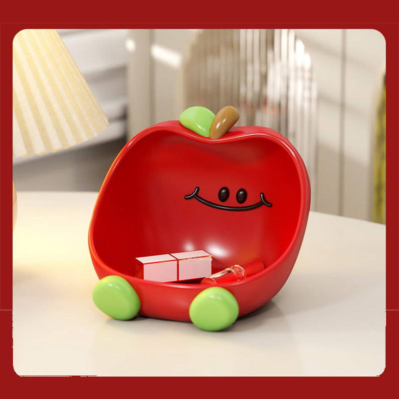 Cute Apple-Shaped Storage Tray - Cartoon Desktop Organizer for Keys, Cosmetics & Small Items