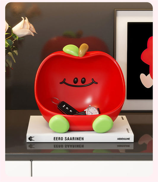 Cute Apple-Shaped Storage Tray - Cartoon Desktop Organizer for Keys, Cosmetics & Small Items