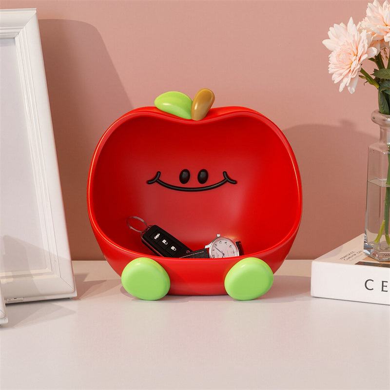 Cute Apple-Shaped Storage Tray - Cartoon Desktop Organizer for Keys, Cosmetics & Small Items