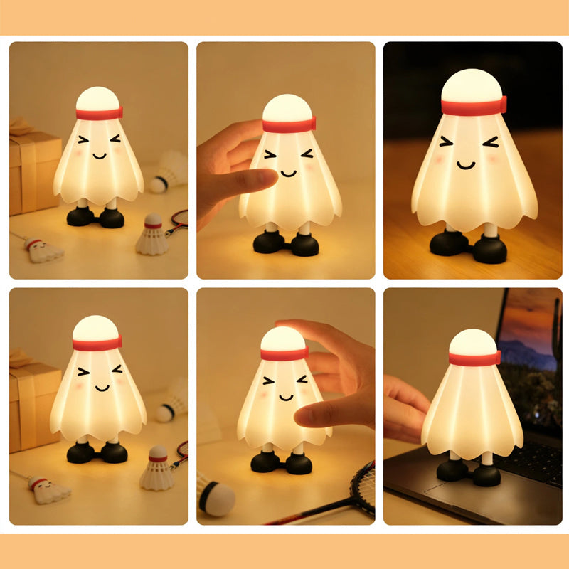 Cute Badminton Shuttle Night Light,USB Rechargeable Bedside Lamp for Kids Room Bedroom Decor Gift