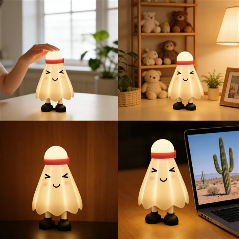Cute Badminton Shuttle Night Light,USB Rechargeable Bedside Lamp for Kids Room Bedroom Decor Gift