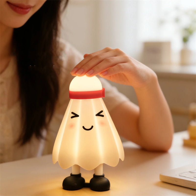Cute Badminton Shuttle Night Light,USB Rechargeable Bedside Lamp for Kids Room Bedroom Decor Gift