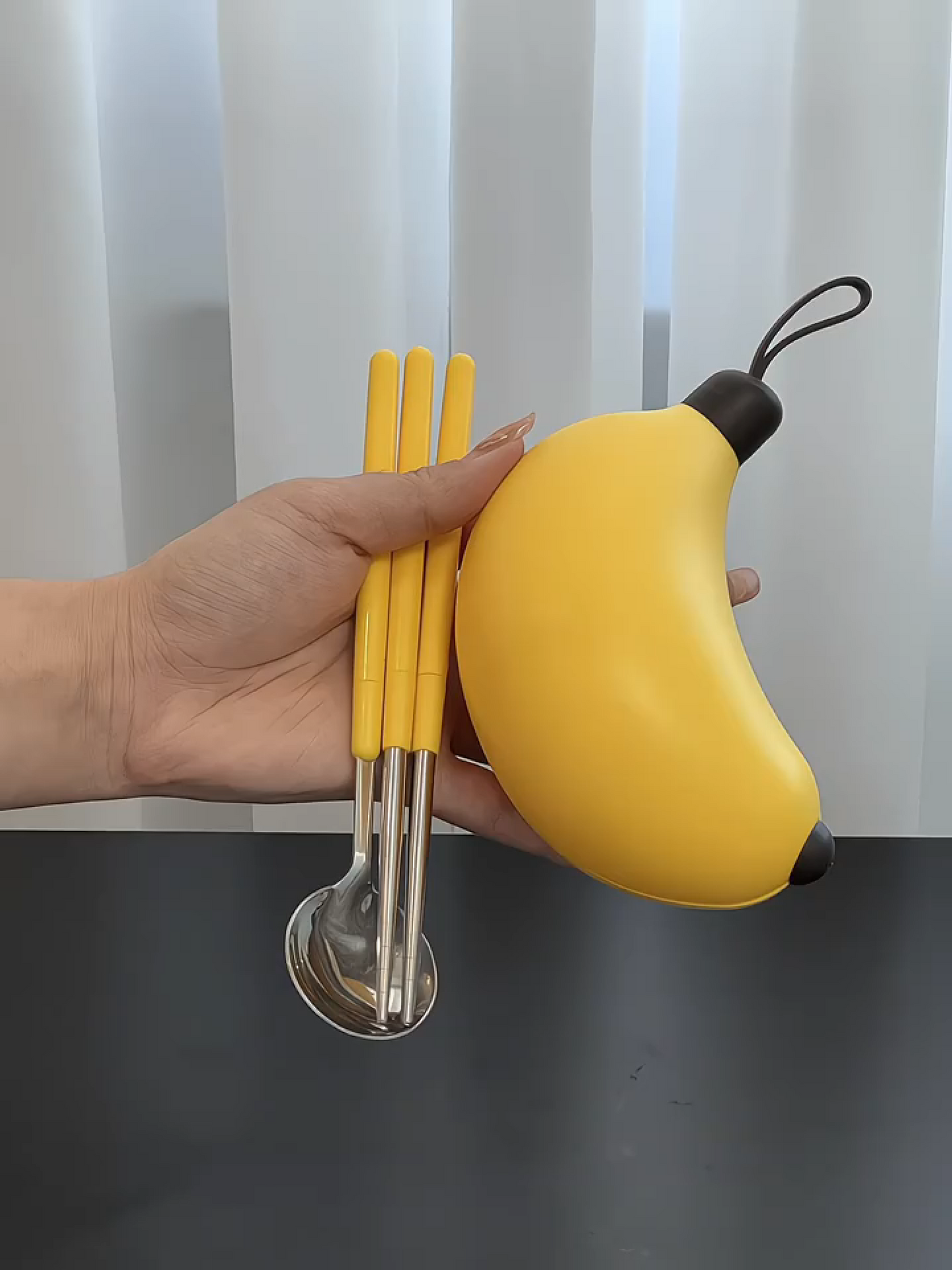 Cute Banana Travel Cutlery Set - 304 Stainless Steel Chopsticks Spoon for Picnic Gift