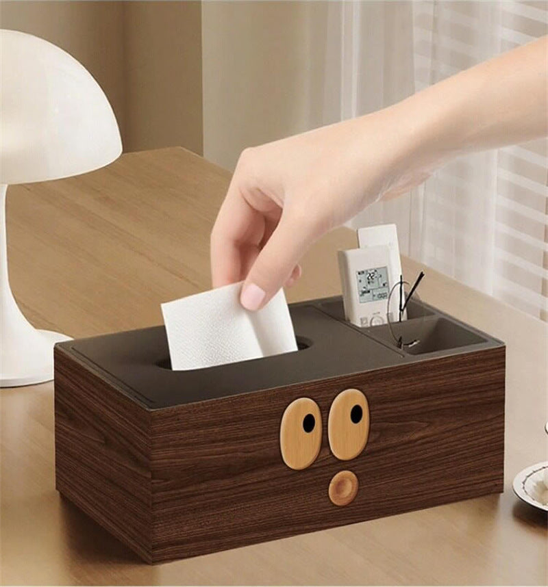Cute Big-eyed Funny Face Tissue Box - Multifunctional Remote Control & Tissue Organizer