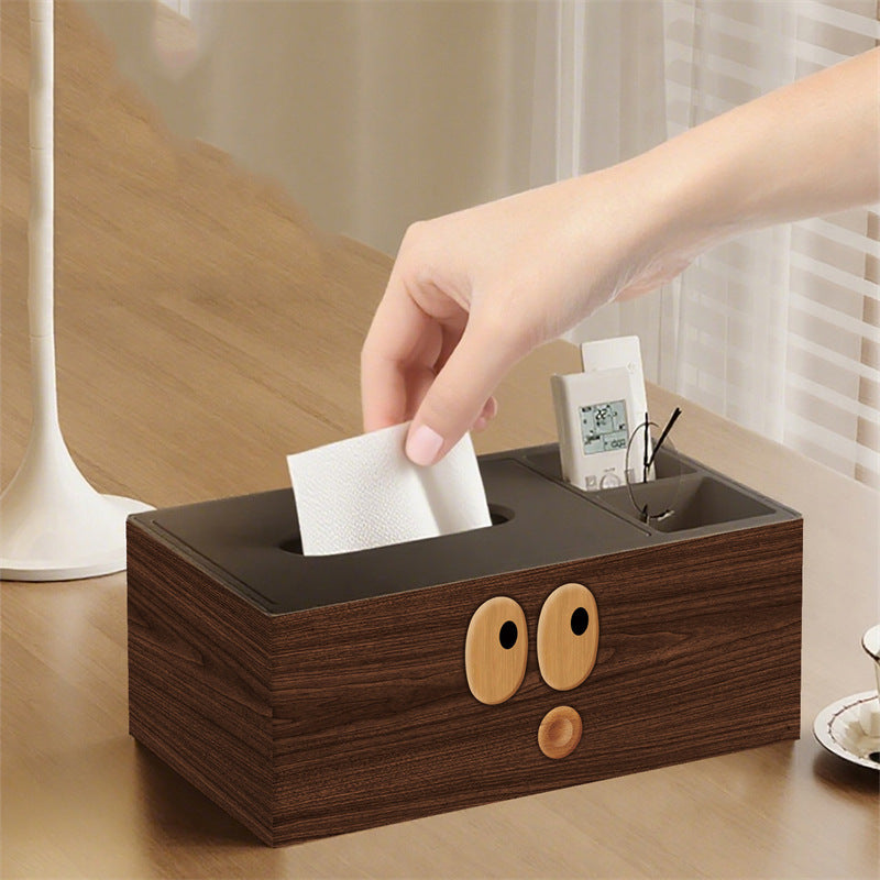 Cute Big-eyed Funny Face Tissue Box - Multifunctional Remote Control & Tissue Organizer