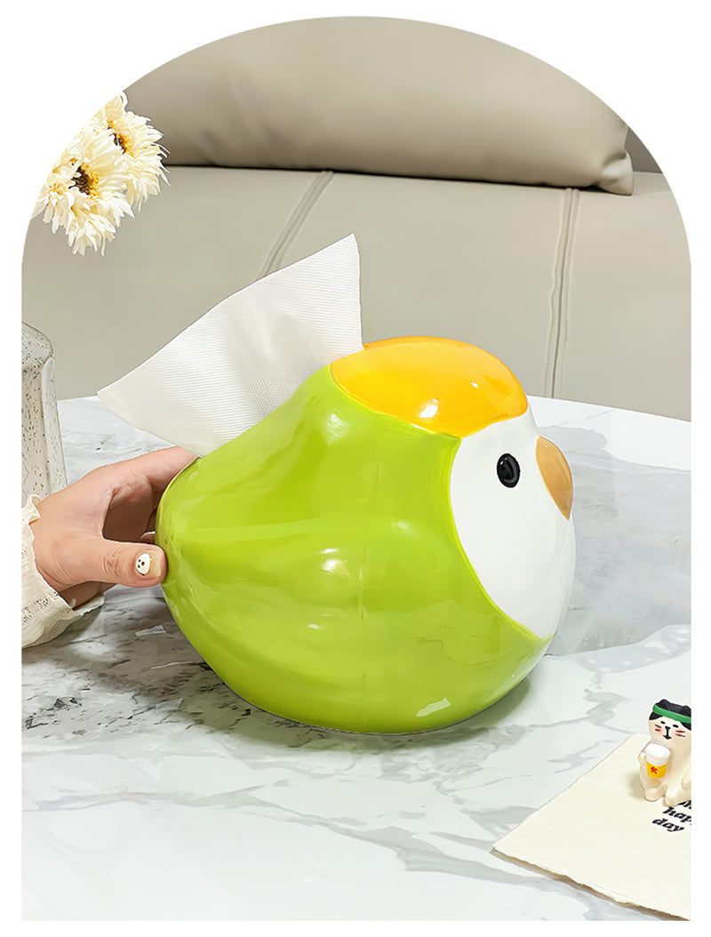 Cute Bird Ceramic Tissue Box,Funny Animal - Themed Home Decor