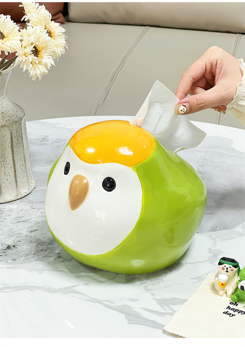 Cute Bird Ceramic Tissue Box,Funny Animal - Themed Home Decor