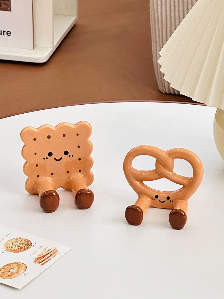 Cute Biscuit & Pretzel Shaped Phone Stand - Decorative Desktop Holder for Phone