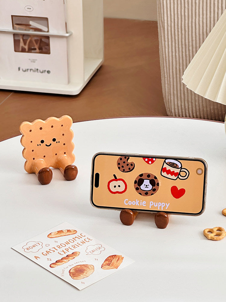 Cute Biscuit & Pretzel Shaped Phone Stand - Decorative Desktop Holder for Phone